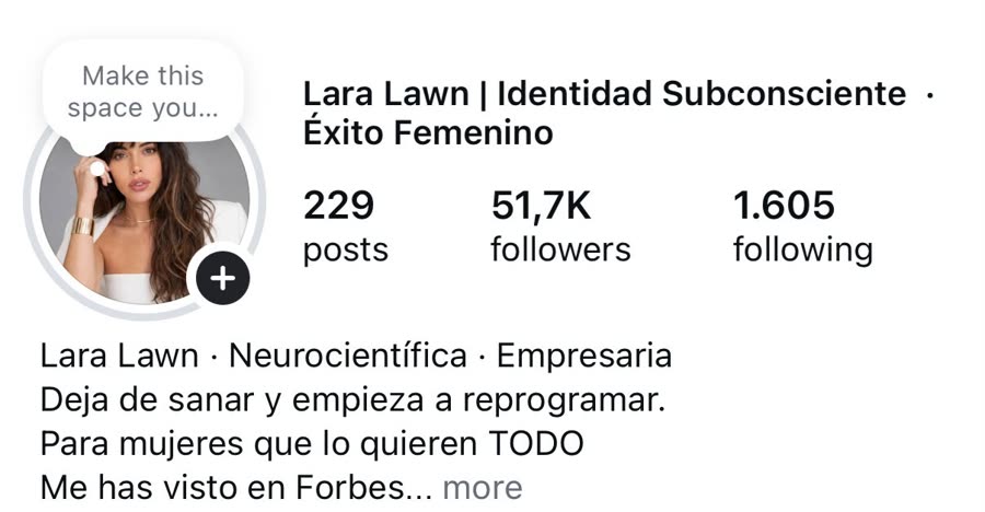 Perfil de Instagram de Lara Lawn: 51,7K seguidoras